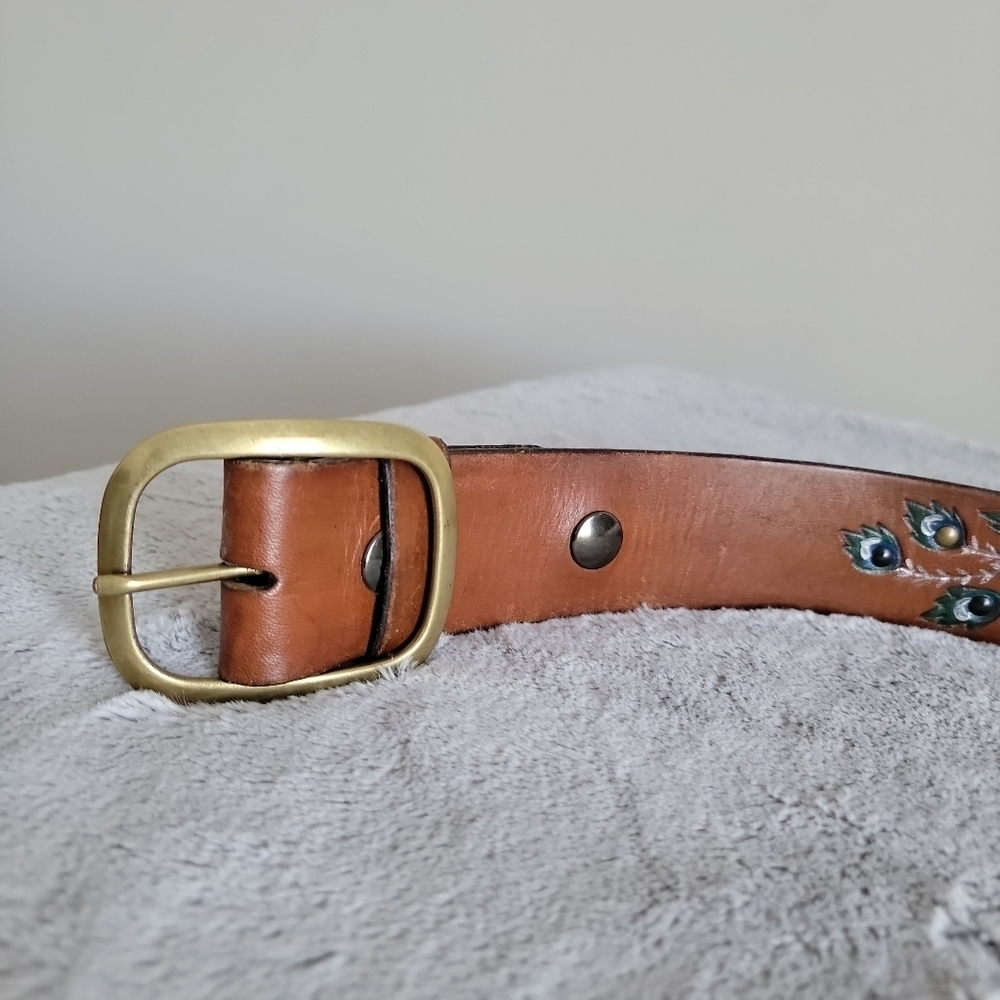 Vintage STOWE PROVISIONS TX Hand Tooled Leather Belt size 30 - Picture 3 of 9